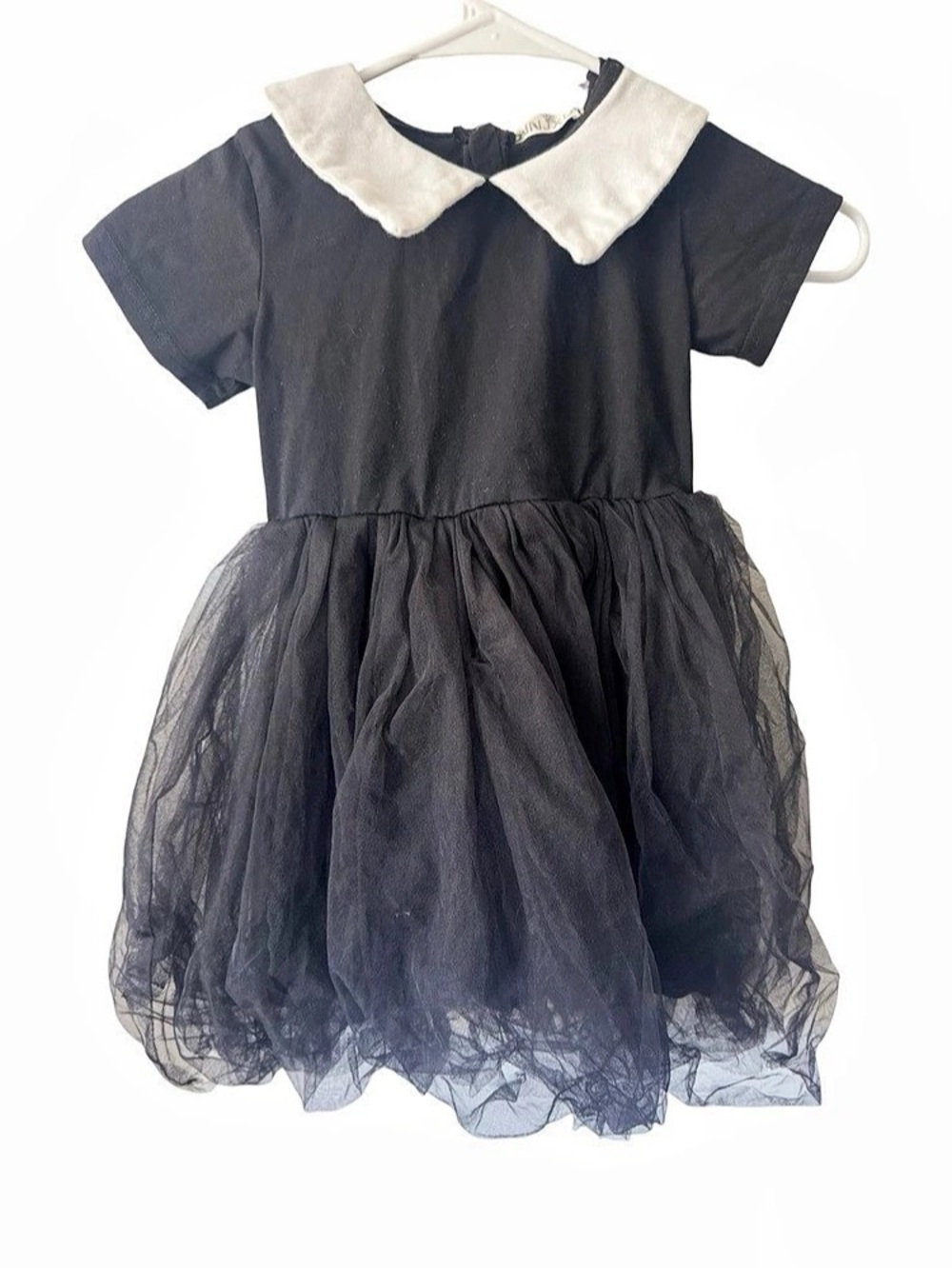 Girls Black Collared Tulle Party Dress